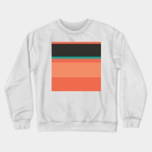 A solid association of Orange Pink, Faded Orange, Purple, Blue/Green and Dark Charcoal stripes. Crewneck Sweatshirt